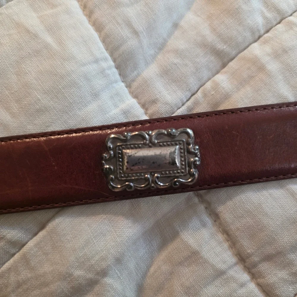 Fossil Leather Belt Womens 44 Brown Good Western Silver Concho BT7766-20605